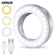 KIPRUN Selfie Ring Light [3 Light Modes] , Clip on Phone Camera LED Light, Adjustable Brightness Sel