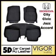 Honda City/Civic/Jazz/Accord 5D Car Carpet PU Leather