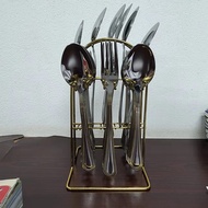 ZHIFA SET SUDU GANTUNG 24PC  DENGAN GOLD PLATED RAK / 24PC GOLD PLATED CUTLERY SET / SUDU GARPU