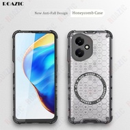 Compatible For Honor 400 5G Phone Case Honeycomb Design Clear Magnetic Wireless Charging Casing Drop