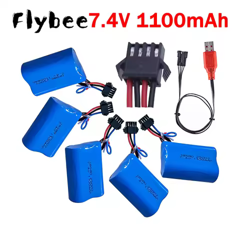 For UDI001 HQ960 HJ808 HJ813 Remote Control Boat, 18500 7.4V Li-ion Battery with SM-4P Plug 7.4V 110