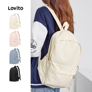 Preppy Backpack Plain Colorblock Double Shoulder Strap Multi-pocketed Backpacks for Women L41BA05 (W