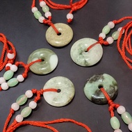 003t DIY Natural Burmese Jade Donut Shape ROPE NECKLACE