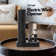 4-in-1 Electric Wine Opener Set | Rechargeable Opener with Foil Cutter, Pourer & Stopper with Base