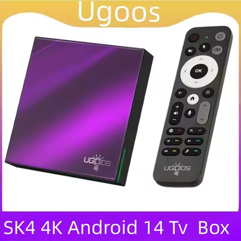 Original UGOOS SK4 Android 14 TV BOX Amlogic S905X5M-J BT5.4 LPDDR4 4G 64G AI-SR AV1 HDR 10+ Set Top