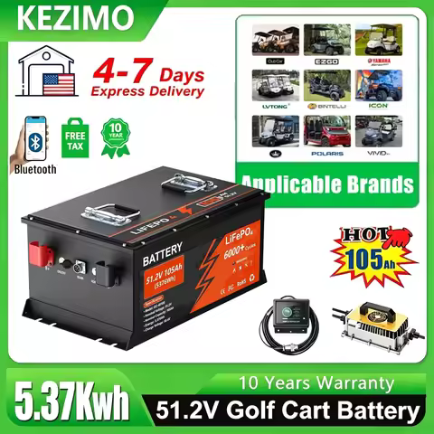 LiFePO4 48V 105Ah Battery Pack 51.2V 150Ah 300Ah Golf Cart Lithium Battery 6000+ Cycles 200A Bluetoo
