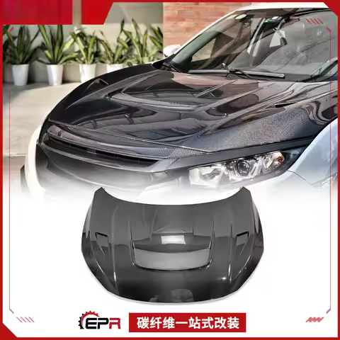 For Honda Civic FK8 Type R Carbon Fiber Varis Ventilated Front Hood