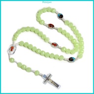 RPAN glowing in Dark Rosary Necklace Home Church Yoga Room Decorations