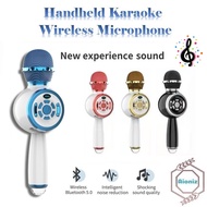 DS810 LED Light Handheld KTV Karaoke Wireless Bluetooth Microphone With TF USB FM Radio