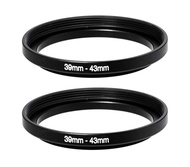 (2 Pcs) 39-43MM Step-Up Ring Adapter, 39mm to 43mm Step Up Filter Ring, 39mm Male 43mm Female Steppi