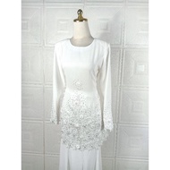 Baju Kurung Moden Lace Nikah Tunang Putih Off White