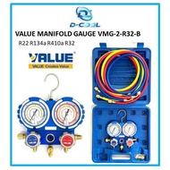 VALUE Manifold Gauge VMG-2-R32-B Air Conditioner Refrigerant Gas R22 R134a R410a R32