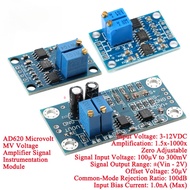 2Pcs/1pc AD620 Microvolt MilliVolt MV Voltage Amplifier Signal Instrumentation Module Board 3-12VDC 