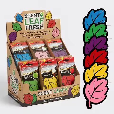 6 Pcs Hanging Paper Car Air Fresheners, Natural Fragrance - Apple, Wood, Green Tea & Strawberry Scen