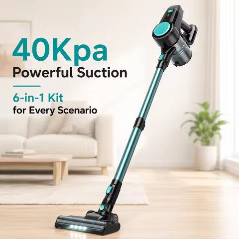 N3T Cordless Stick Vacuum 6 in 1 Handheld Vacuum Cleaner with LED Brush 40 Mins Runtime Self Standin