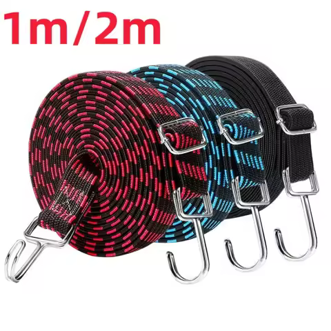 1/2M Adjustable Rubber Rope Belt Hook, Heavy-duty Elastic Long Bungee Jumping Belt, Anti-rust Metal 