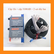 100m cáp quang 1 sợi bấm sẵn 2 đầu + cặp converter quang 3100AB + 2 dây lan đúc sẵn 15m