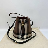 BURBERRY 迷你戰馬格紋TB水桶包16*18*11 99新配件塵袋