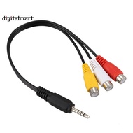 3.5mm Male Plug to 3  Female Audio Video AV Cable 22cm