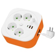 Power Socket A107 Electrical Plug 4 Sockets 2 USB 1 Type C On Off Pull Cable