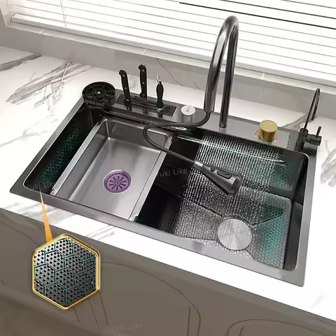 MOEYE Kitchen Sink 304 Stainless Steel Large Size Sink Hand Wash Basin With Multifunctional Kitchen 