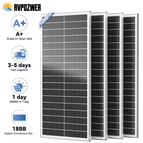 Rvpozwer 400W/200W/100W 12.8V 12BB Solar Cell Monocrystalline Solar Panel High Efficiency Module Cha