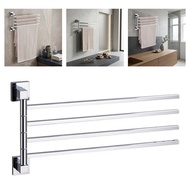 【NEW】Space-Saving 4-Arm Stainless Steel Swivel Towel Bar: Elegant & Hygienic Design