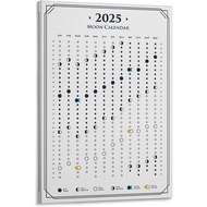 Kalendar Lunar WBCNG 2025 Dengan Fasa Bulan untuk Hiasan Ruang Tamu, Poster Seni Dinding Kanvas Este