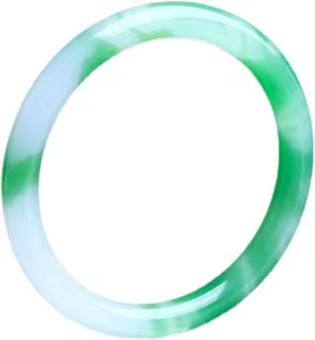 Natural Jade Bangle Bracelet for Women,Genuine Ice Species Hotan Jade White Floating, Green Chalcedo