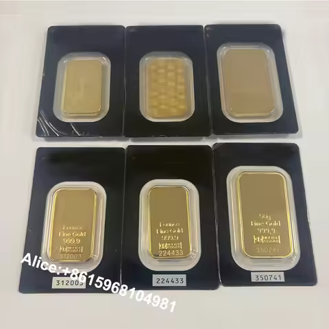 Non-magnetic 1oz/50g Switzerland Argor Gold Bar Sealed Packing Bullion 24K Gold Plated Bar Ingot Wit