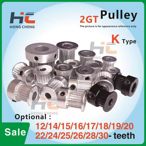 Aluminum alloy 2GT Timing Belt pulley, Optional 12T/14T/15T/16T/17T/18T/19T/20T/22T/24T/25T/26T/28T/