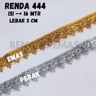 GOLD SILVER LACE 444 WIDTH 3 CM CONTENTS 16 MTR PER ROLL