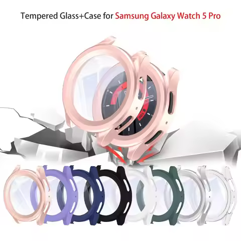 Tempered Glass+Case for Samsung Galaxy Watch 5 Pro Cover 45mm Full Hard PC Bumper Screen Protector G