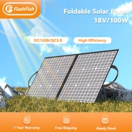 18V 100W | Flashfish Foldable Solar Panel 100W Monocrystalline Solar Charger Portable Solar Power Pa