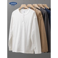 DUKEEN320G Heavy Cotton Henry Shirt Men's Long-Sleeved Autumn Winter Sweatshirt Inner Base Shirt Hen