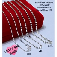 👍FINE Pure Silver 990/99% Silver Necklace Rantai Leher Perak Tulen 990足银项链 Necklace For Women Rantai