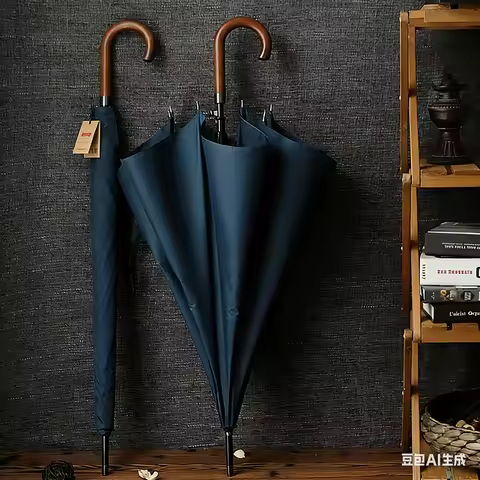 Parachase Windproof Long Handle Umbrella 8 Ribs Black Big Automatic Open Clear Rain Guard for Men An