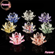 FOREVER Crystal Lotus Flower Figurine, 120mm Lotus Flower Decor Lotus Flower Ornament, Multi-Color P