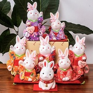 日本藥師窯櫻花和服兔子陶瓷擺件心花兔送女生裝飾品禮品生日結婚