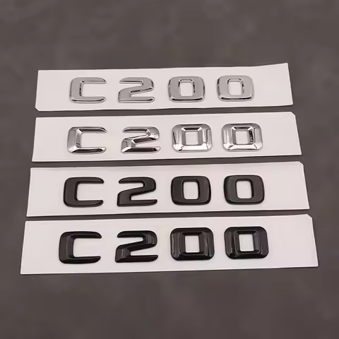 3d ABS Chrome Black Logo C200 Emblem Letters Car Trunk Badge For Mercedes Benz C200 W204 W205 C 200 
