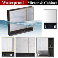 BLACK GOLD ALUMINIUM Bathroom Cabinet Storage Mirror Box with Mirror Ceramic Sink Kabinet Shelf Rack Mirror Cabinet