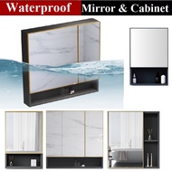 BLACK GOLD ALUMINIUM Bathroom Cabinet Storage Mirror Box with Mirror Ceramic Sink Kabinet Shelf Rack