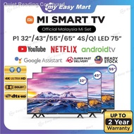 ▥Smart tv 32 inch Official Xiaomi TV 32” / 43  / 55” / 65  / 75  P1 4S Smart TV Android Smart TV UHD Google Youtube Mi T