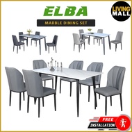Living Mall Elba 1+4/1+6 Dining Set Table with Chair Ceramic Table Top with Metal Legs