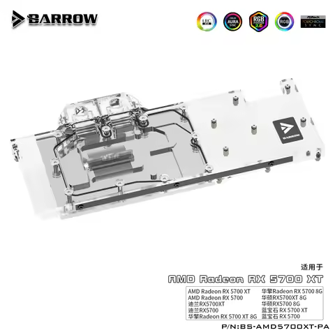 BARROW Water Block use for AMD Radeon RX 5700 / 5700XT GPU Card / Full Cover GPU Copper Radiator Blo