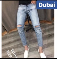 QUẦN JEAN NAM CHẤT BÒ DUBAI DB-1953 CAO CẤP RÁCH GỐI db-1953- DUBAI FASHION