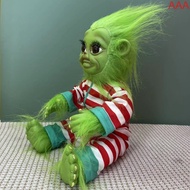 Grinch Figure Christmas Decor Ornament Plush Toy with Green Fur for Holiday Decoration