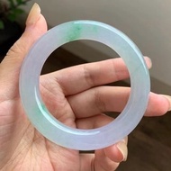 冰種翡翠天然翡翠玉鐲A玉手鐲 • 冰種春帶彩翡翠圓鐲