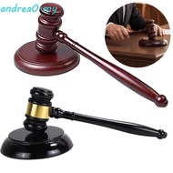 ANDREA Wooden Judge Hammer, Long Handle with Sound Block Wood Adjudgement Gavel, Delicate Handcrafte