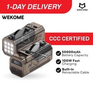 WEKOME Original 3C Powerbank CCC 50000mah 100W Fast Charging Built In Cable Emergency Light AKWP69